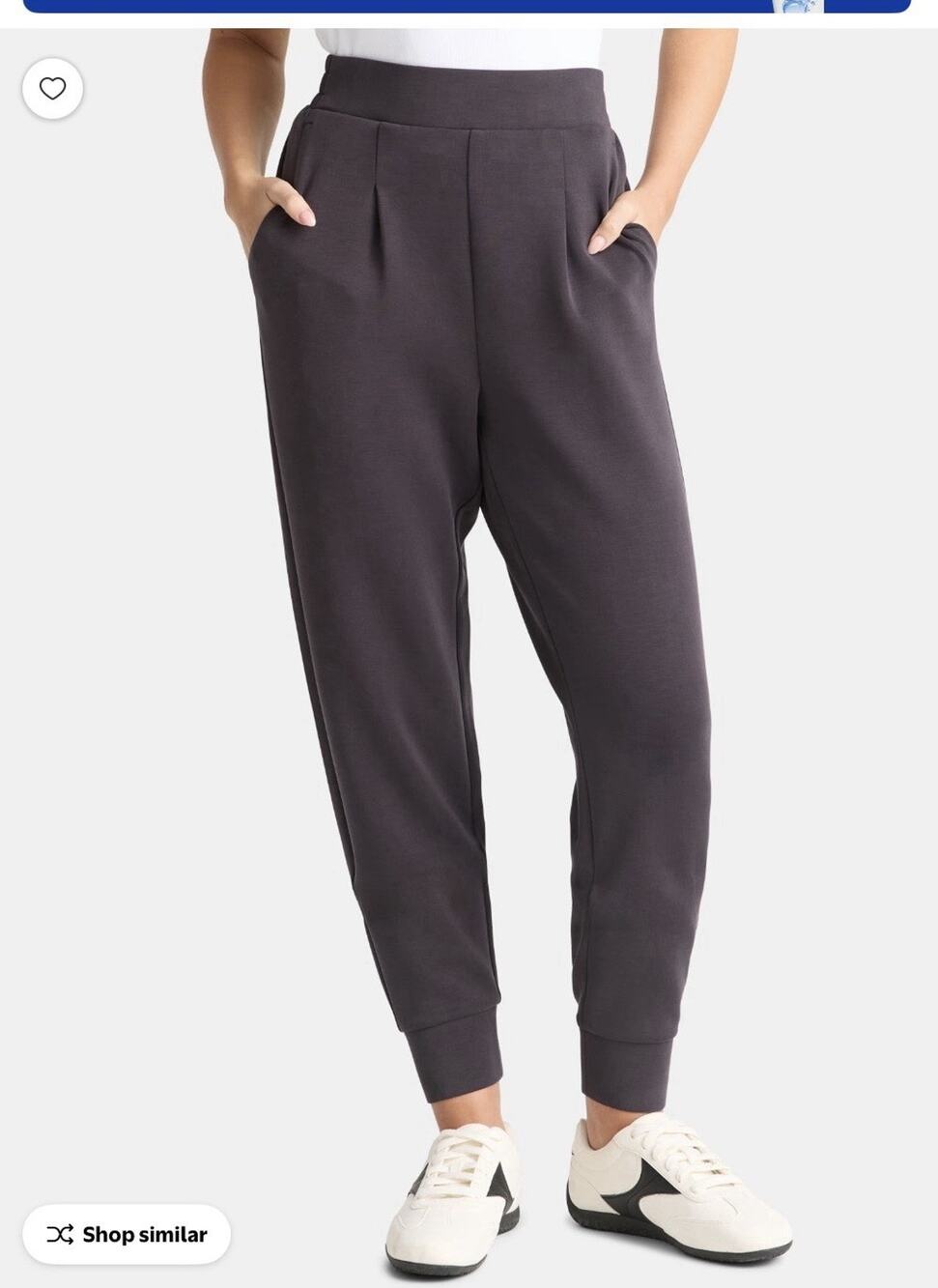 Avia Women's Scuba Knit Pleated Joggers Pockets Sand washed Black XL New 0058